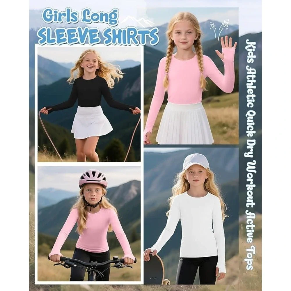 MSRP‎ $42 LessonZoo 3 Pack Girl's 11-12Y Long Sleeve Athletic Shirts with Thu